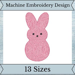 Marshmallow Bunny Embroidery Design - Sketch Stitch - Quick Stitch - 13 Sizes - Instant Download Design