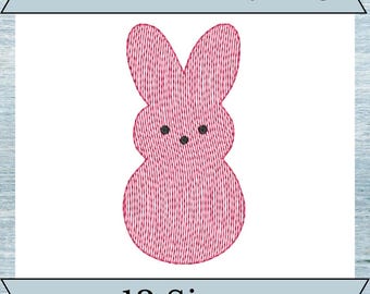 Marshmallow Bunny Embroidery Design - Sketch Stitch - Quick Stitch - 13 Sizes - Instant Download Design