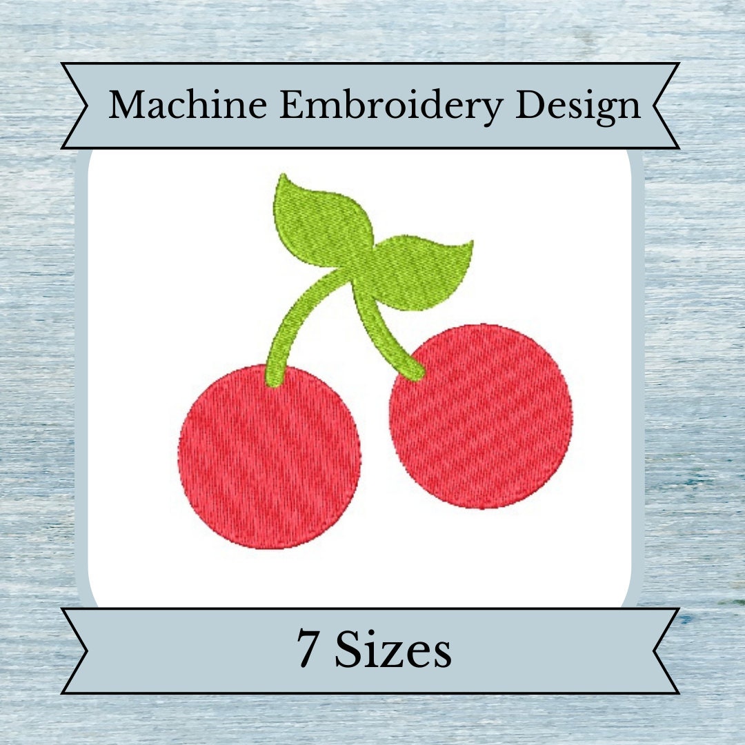 Cherries Embroidery Design - 7 Sizes - Filled Design - Instant Download ...