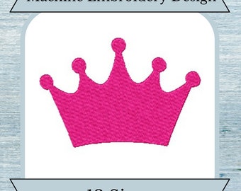 Crown Silhouette Machine Embroidery Design - 13 Sizes - Filled Design - Instant Download Design