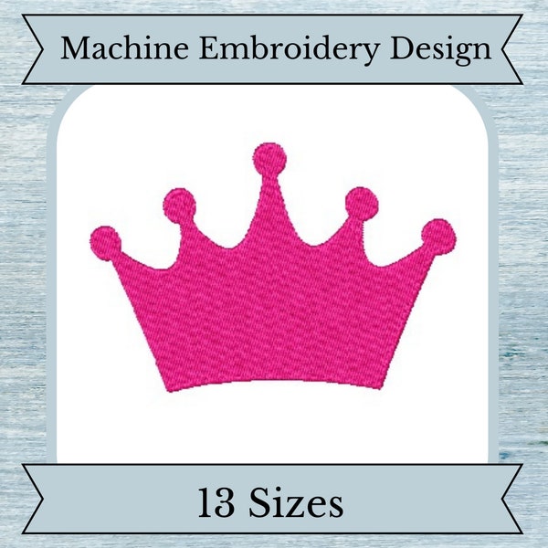 Crown Silhouette Machine Embroidery Design - 13 Sizes - Filled Design - Instant Download Design