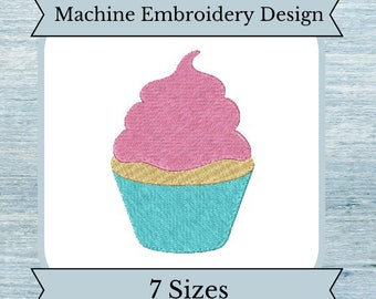 Cupcake Embroidery Design - 7 Sizes - Filled Design - Instant Download Design