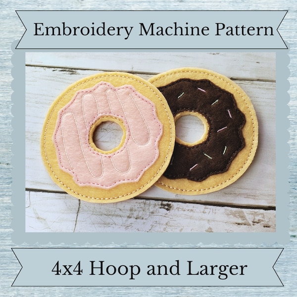 ITH Donut Pattern - Play Food - Machine Embroidery Design - 4x4 Hoop and Larger- Instant Download Design - Imaginative Play -Pretend Kitchen