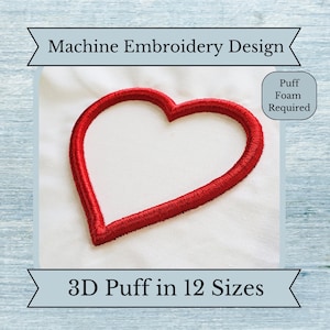 3D Puff Embroidery Design - 12 Sizes  - Instant Download Design - Embroidery Foam