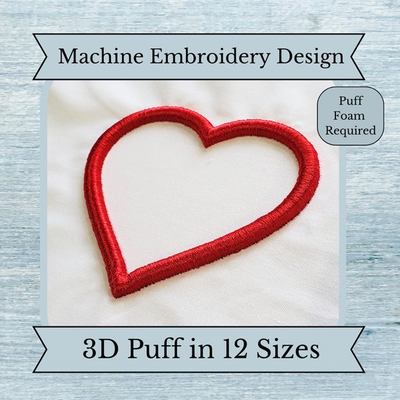 3D Puff Embroidery Design - 12 Sizes  - Instant Download Design - Embroidery Foam