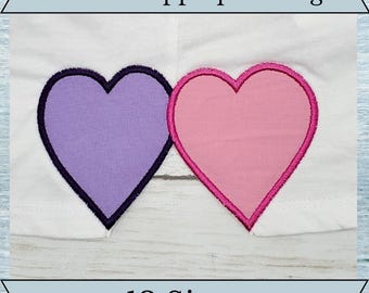 Hearts Side Seam Applique Machine Embroidery Design - 13 Sizes - Instant Download Design