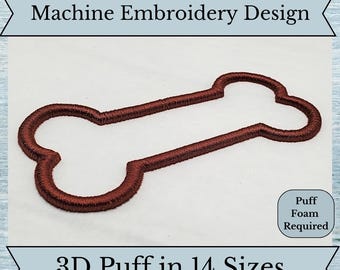 3D Puff Bone Embroidery Design - 14 Sizes  - Instant Download Design - Embroidery Foam
