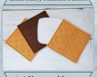 ITH Smores Pattern - Play Food - Machine Embroidery Design - 4x4 Hoop and Larger- Instant Download Design - Imaginative Play-Pretend Kitchen