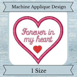 Forever in My Heart Applique Diseño de bordado - 1 tamaño - Aro 4x4 - Diseño de descarga instantánea - Oso de memoria - Almohada de memoria