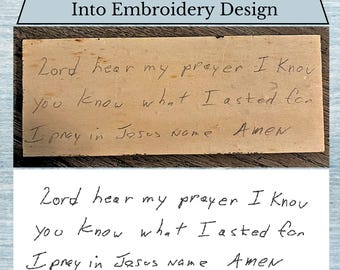 Digitizing Service - Tier 4 (13-20 Words) - Handwriting Digitizing for Embroidery Machines-Turn Loved One's Handwriting into Embroidery File