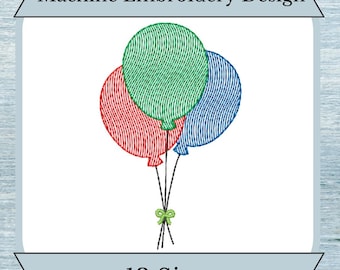 Balloon Embroidery Design - Sketch Stitch - Quick Stitch - 13 Sizes - Instant Download Design