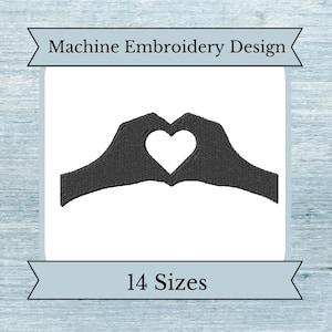 Heart Hands Machine Embroidery Design - 14 Sizes - Instant Download Design - Filled Stitch Design