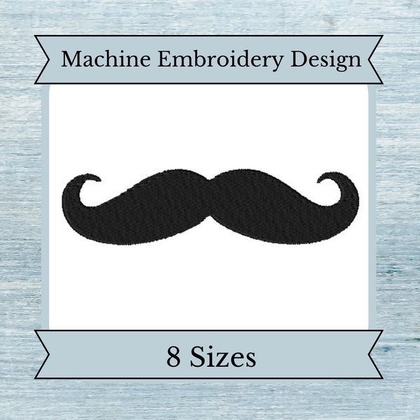 Conception de broderie machine remplie de moustache - 8 tailles - Conception de téléchargement instantané