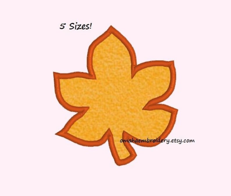 Leaf Applique Machine Embroidery Design 5 Sizes Instant Etsy