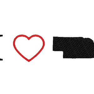 I Love Nebraska Machine Embroidery Design - 2 Sizes - Instant Download Design