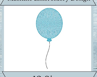 Balloon Embroidery Design - Sketch Stitch - Quick Stitch - 12 Sizes - Instant Download Design
