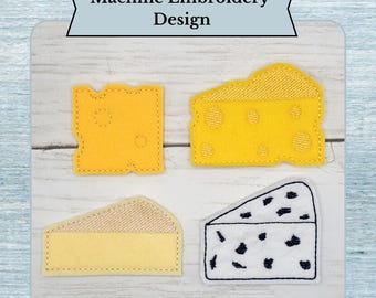 ITH Felt Cheese Play Food Set – In The Hoop Felt Food Embroidery Design – Play Kitchen Toy – Pretend Food for Kids - 4x4 Hoop and Larger
