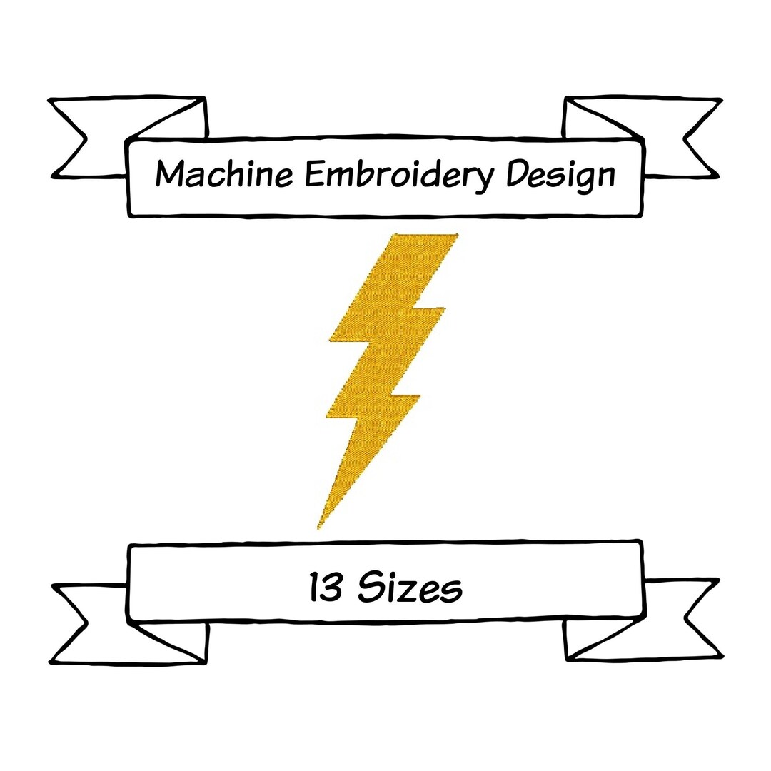 Lightning Bolt Machine Embroidery Design 13 Sizes Instant Download