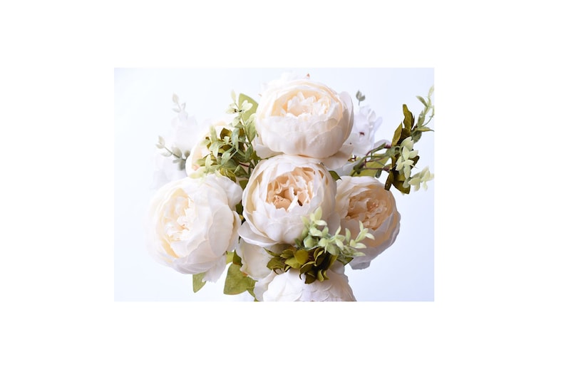 13pcs Ivory White Peony Peonies Silk Flowers Artificial Flowers for DIY Wedding Bridal Bouquet Add-on flowers Boutonniere home decor P13