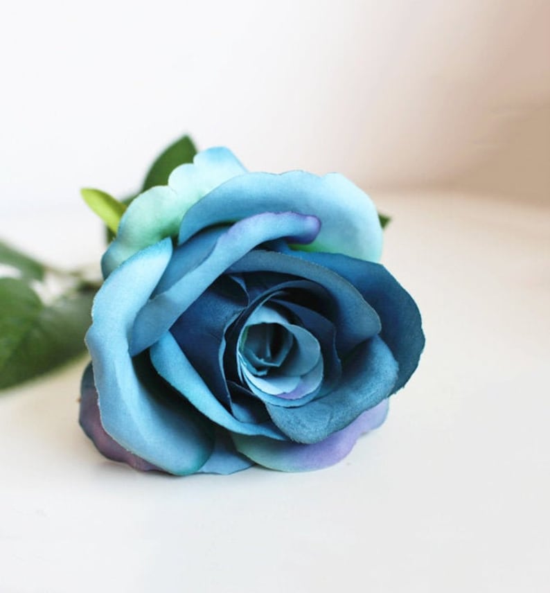40pcs Blue Rose Roses Artificial Flowers Silk Flower Silk Flowers for Wedding Bridal Bouquet Floral Arrangement Home Decor 10pcs