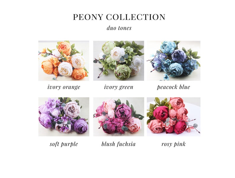 13pcs Ivory White Peony Peonies Silk Flowers Artificial Flowers for DIY Wedding Bridal Bouquet Add-on flowers Boutonniere home decor P13