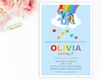 Rainbow dash invite | Etsy