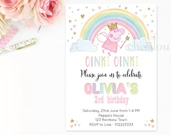 Peppa Invitation | Etsy