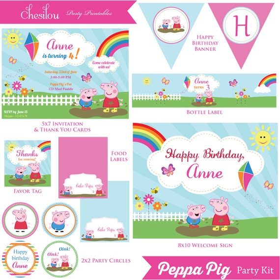 Customized Peppa Pig Digital Printable Birthday Invitation And Etsy Customized Peppa Pig Digital Printable Birthday Invitation And Etsy