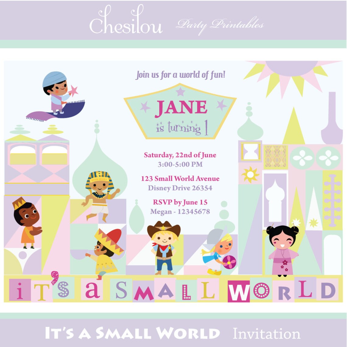 Customized It's a Small World Printable Birthday | Etsy