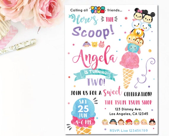 invitation anniversaire tsum tsum Customized Tsum Tsum Printable Birthday Invitation Etsy invitation anniversaire tsum tsum