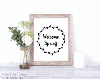 Print- Welcome Spring, Digital file, Digital download, spring printable, spring sign, farmhouse signs, farmhouse spring, spring decor