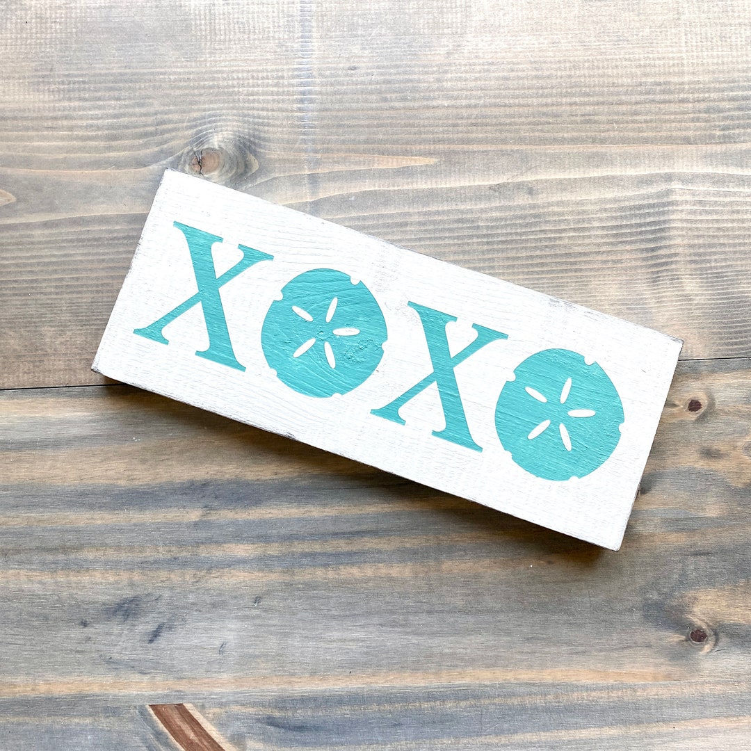 XOXO Sand Dollar Sign, Beach Love Sign, Wedding Gift, Coastal Love