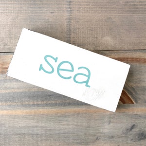 Sea sign, beach house reclaimed wood sign, nautical decor, beach cottage decor, distressed wooded beach sign, handpainted sign