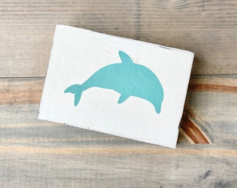 Dolphin sign, beach house home decor, reclaimed wood sign, nautical sign, kids decor, wood beach sign sign, handpainted sign
