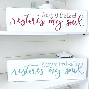 A day at the beach restores my soul sign, beach house cottage decor nautical sign, Hand Painted Beach House Sign, Coastal Nautical Decor