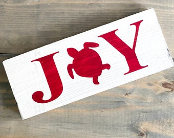 Joy Sea Turtle sign, Holiday Beach Christmas sign Christmas at the beach, Christmas sign Christmas decor, nautical Christmas decorations