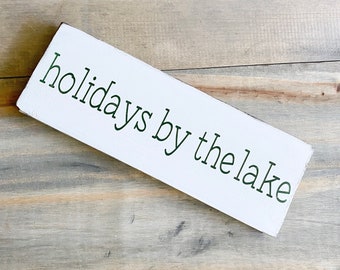 Holidays by the lake sign, winter nautical sign lake Christmas decor, lake holiday wall art nautical design Christmas Ornament wood sign