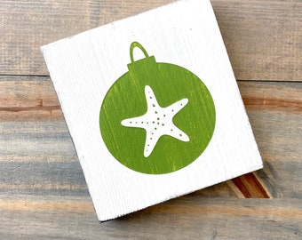 Starfish Ornament Sign, winter beach sign, coastal Christmas decor, beach Christmas tree starfish decorations coastal Christmas Ornament