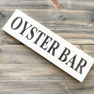 OYSTER BAR sign, beach house home decor, handpainted wood sign, nautical sign, seafood art, beach cottage decor, restaurant decor,