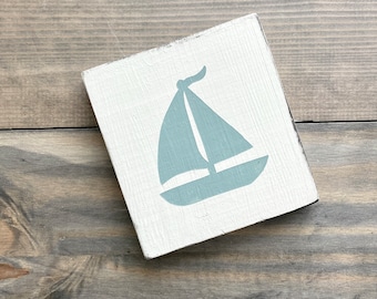 Sailboat sign, beach house home decor, handpainted wood sign, nautical decor, beach cottage decor, distressed wood sign, wooden home decor
