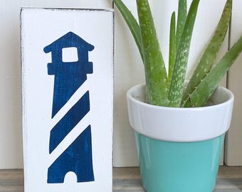 Lighthouse sign, beach house home decor, wood sign, nautical sign, beach cottage decor, handpainted sign, distressed wood sign