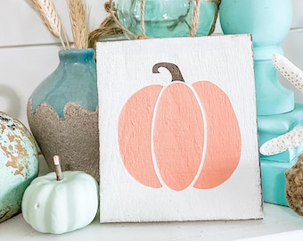 Pumpkin sign, Farmhouse sign on Reclaimed Wood, fall decor,  rustic fall decor, fall sign, pumpkin sign, orange pumpkin, coastal fall decor