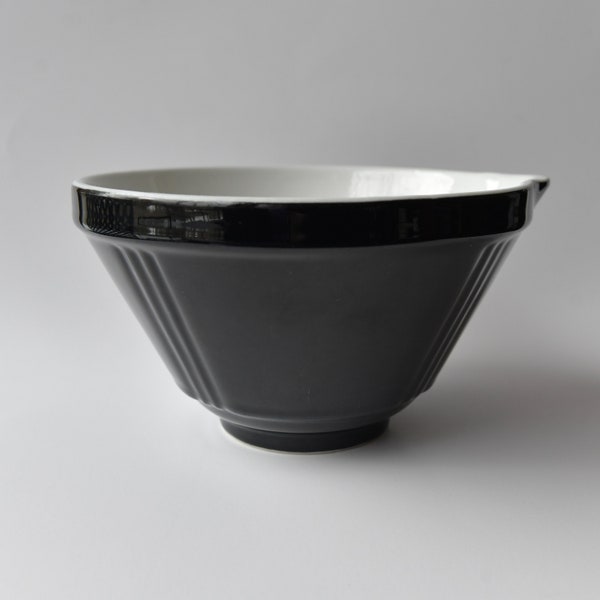 1936 Westinghouse Black Ceramic Mixing Bowl with Pour Spout