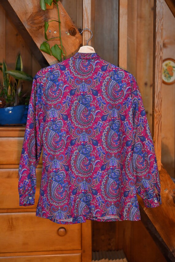 Vintage Paisley Bradley Blouse with Bow- 1970s - image 3