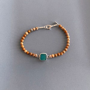 Tali Unisex Bracelet, Handmade Jewelry Design, 925 sterling Silver, Turquoise, Jasper, Gift for Her