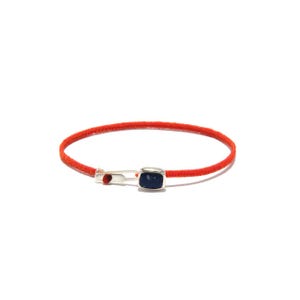 Gino Unisex Bracelet, Handmade Jewelry Design, 925 sterling Silver, Lapis, Woven Waxed Rope, Best Gift