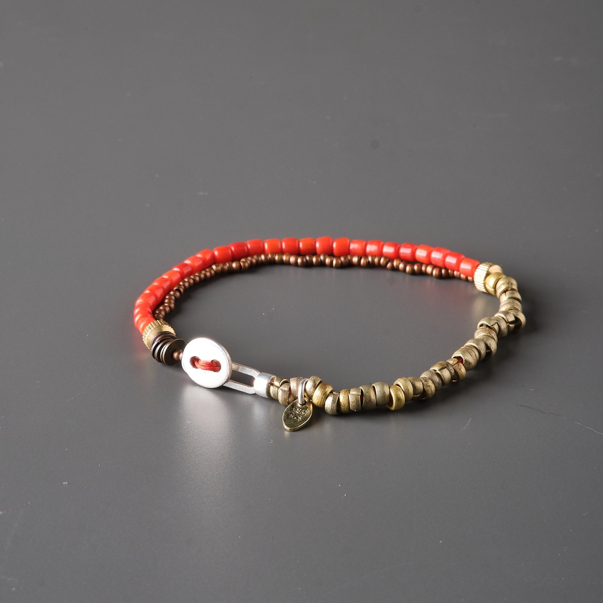 Fireup Unisex Bracelet, Handmade Jewelry Design, Coral, Bronze, Silver, Best Gift