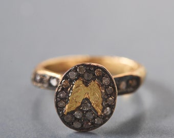 Angie Ring für Frauen, Handgemachter Schmuck, Brauner Diamant und Bronze, Edelstein, Geschenk für Sie, Bestes Geschenk