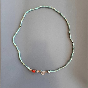 Mavi Unisex Necklace, Handmade Jewelry Design, 925 sterling Silver, Coral, Turquoise, Picture jasper.