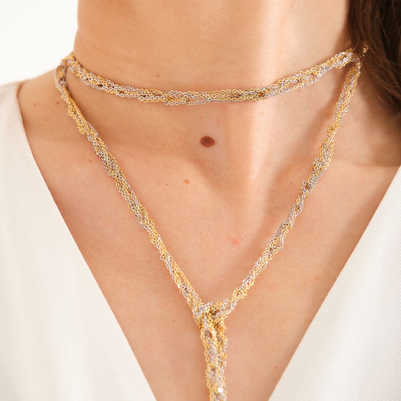 Wahl Gold & Silber gestrickte Kette Frauen Halskette, handgemachte Schmuck Design, Messing, Stahl, beste Geschenk Bild 2